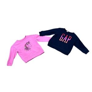 Baby Toddler Gap 2 Piece Crewneck Sweatshirt Set Unicorn Rainbow Logo Size 3‎